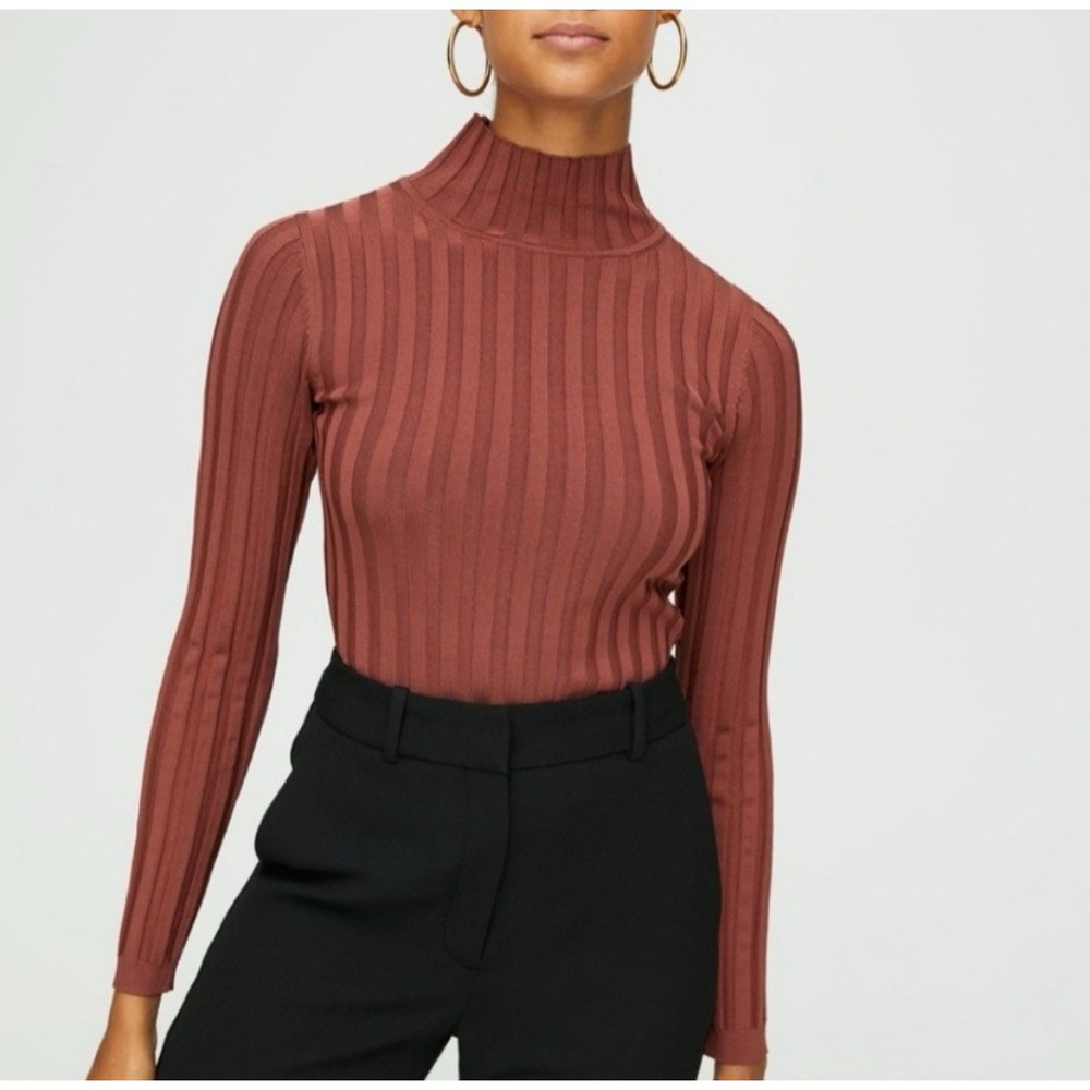Babaton Aritzia Long Sleeve Turtleneck Sweater Womens‎ Size S Rust Stretch